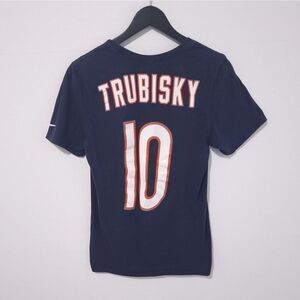 Chicago Bears Men Size Small Navy Blue N.10 Trubisky player print t-shirt